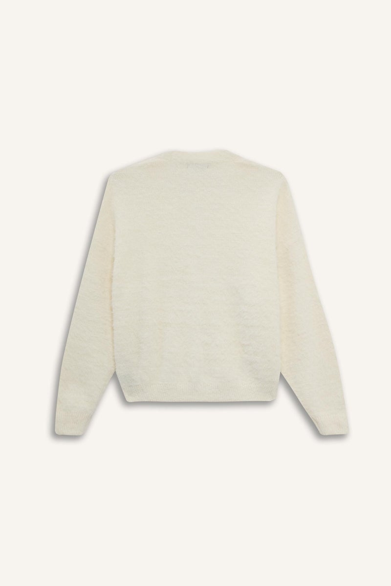 DeFacto Beige Woman Oversize Fit V-Neck Knitwear Cardigan Casual - Image 4